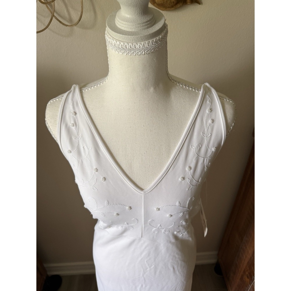 Liz Claiborne White Embroidered Midi Dress L Bridal Shower Courthouse Bride - Picture 2 of 9